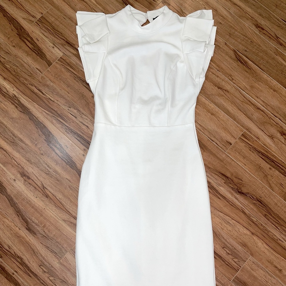 Lulu’s White Ruffle Sleeve Midi Dress